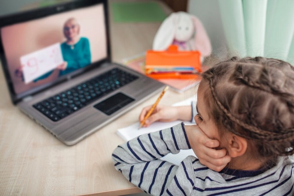 Child learning via video conferencing