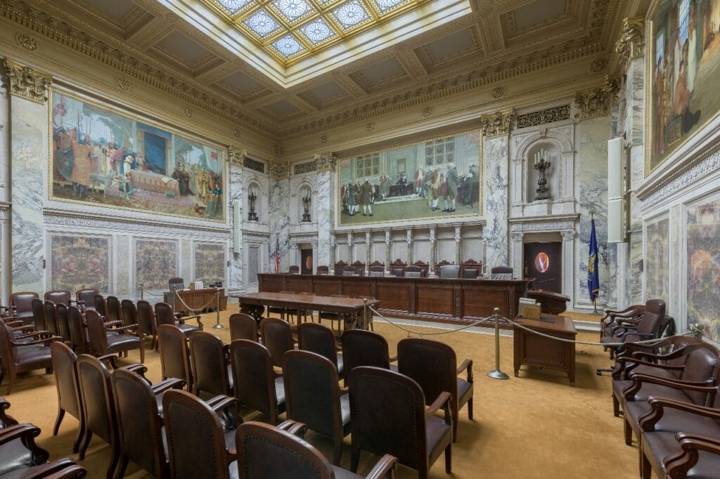 Photo of Wisconsin Supreme Court room in Madison, WI.