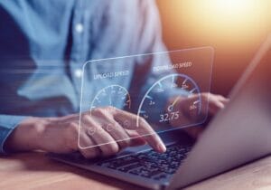 Wisconsin citizen testing the speed of internet connection