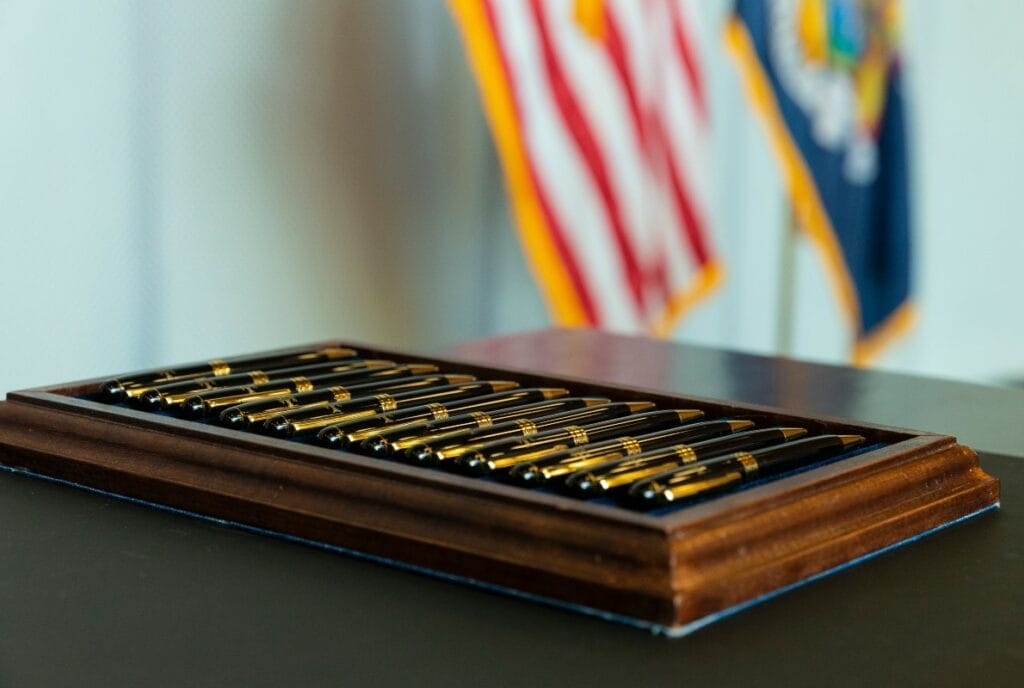 Pens used by a governor to sign legislation