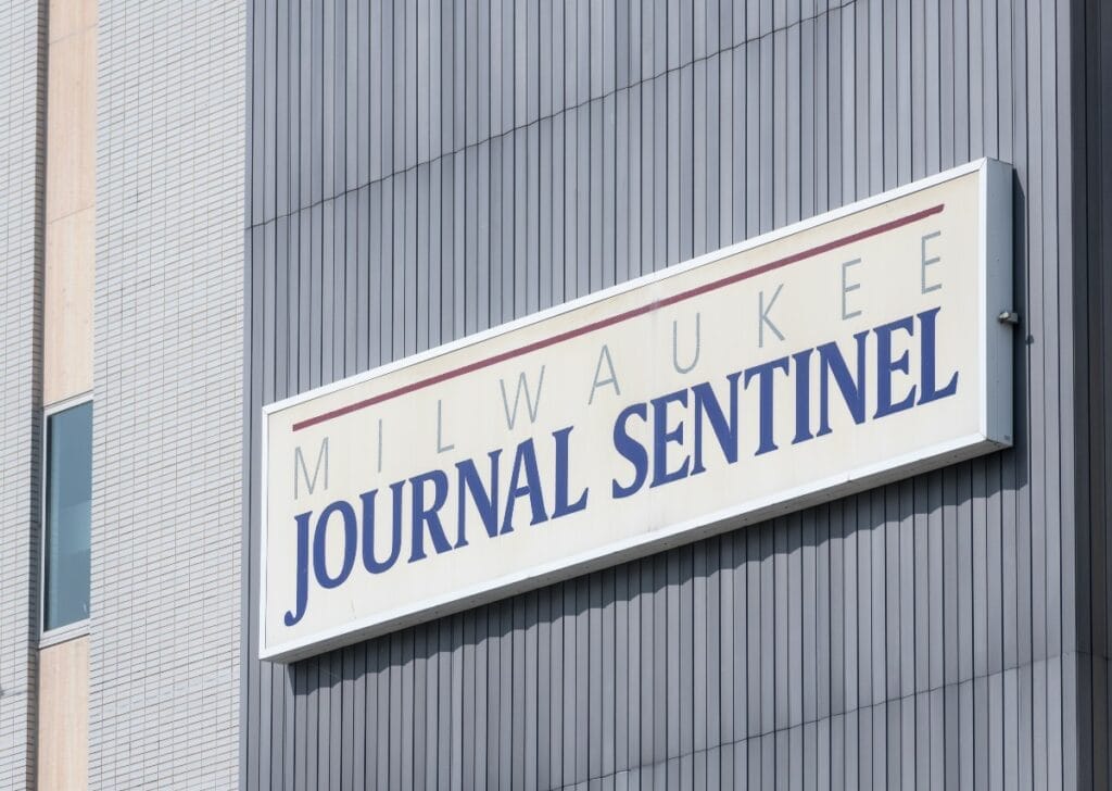 Signage on building of Milwaukee Journal Sentinel newspaper
