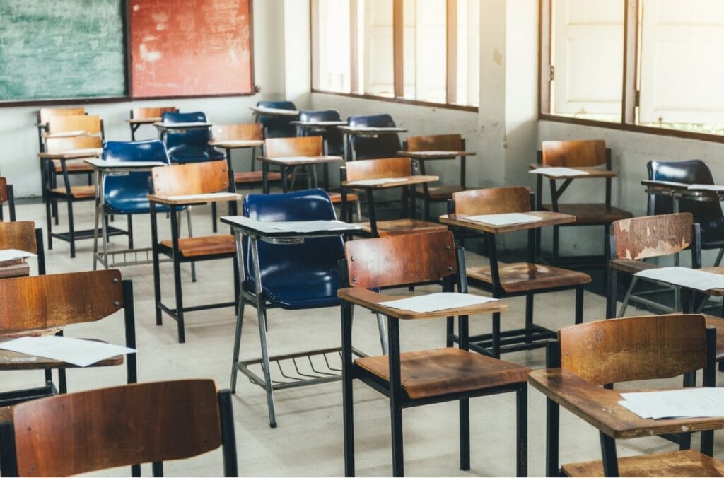 Chairs in classroom of Wisconsin school