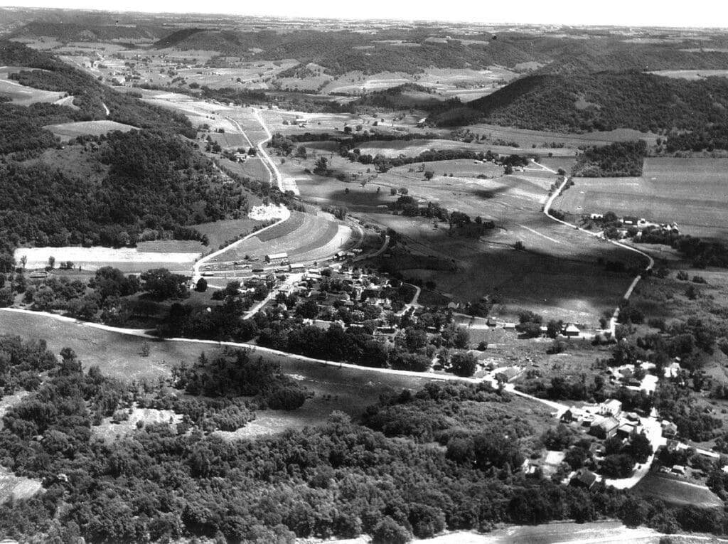 Birdseye view of Chaseburg, Wisconsin circa 1930