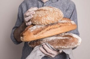 Wisconsin home baker displaying bread sold as cottage food