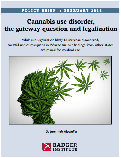 Policy brief cover for "Cannabis use disorder, the gateway question and legalization"