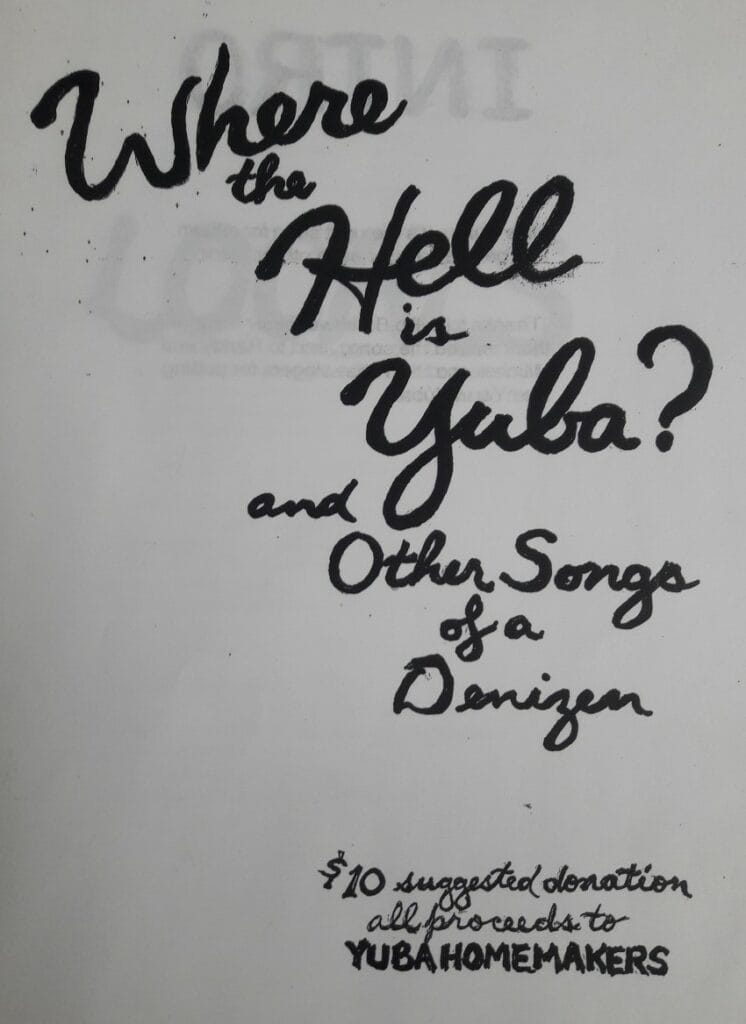 Songbook cover of “Where the hell is Yuba? and other songs of a denizen”