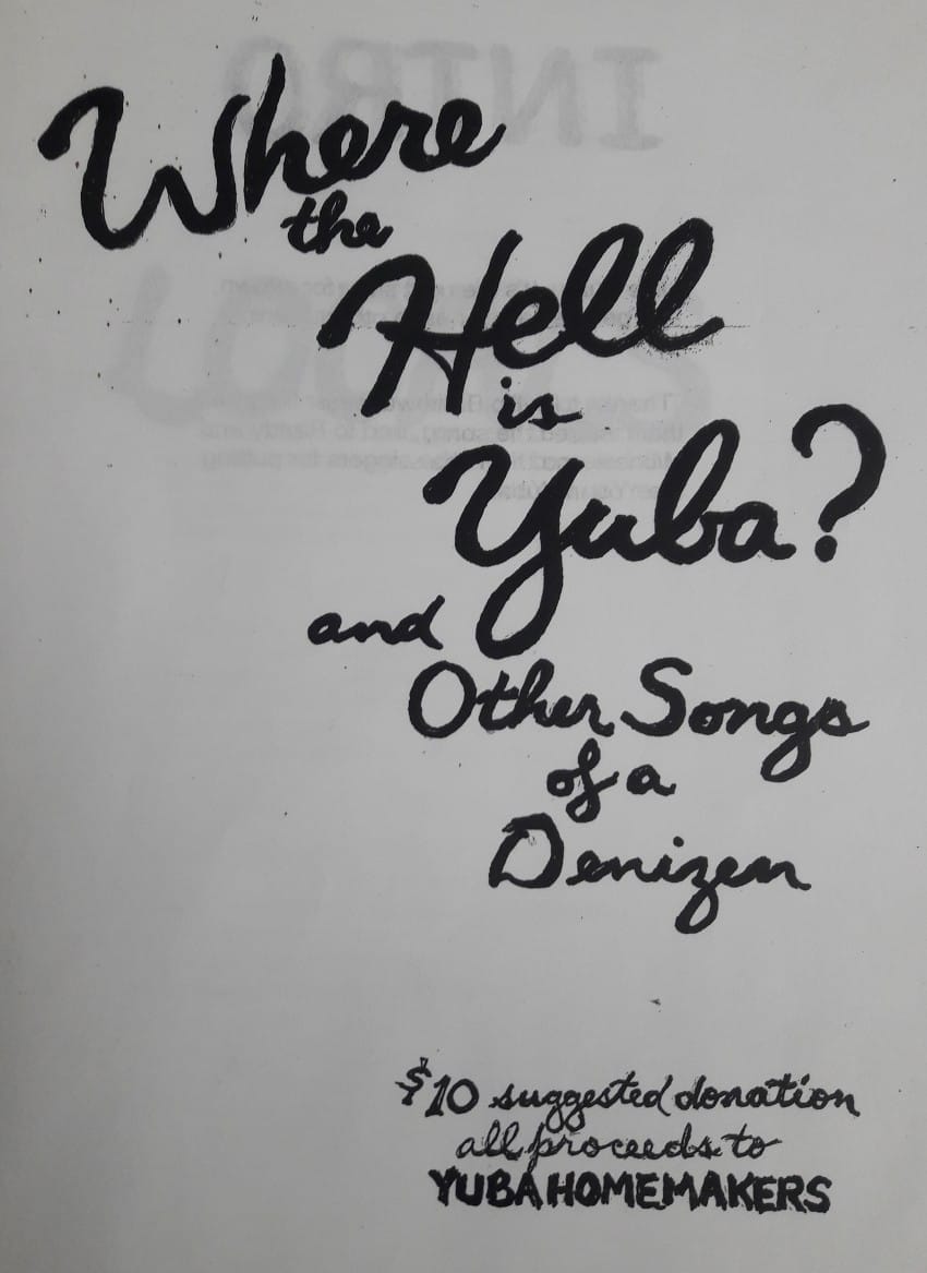 Songbook cover of “Where the hell is Yuba? and other songs of a denizen”