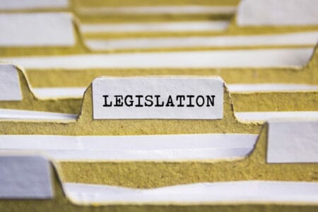 File folders with tab marked “legislation”