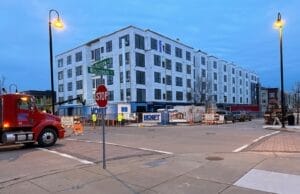 Eau Claire, WI street closed off for new housing construction
