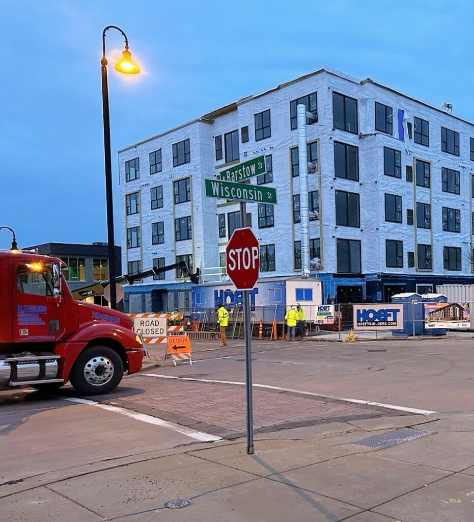 Eau Claire, WI street closed off for new housing construction