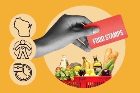 Graphic design of work requirements for food stamp eligibility in Wisconsin