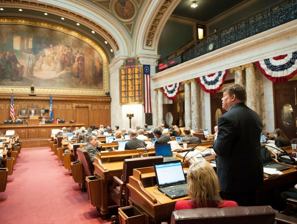 John Jagler in the Wisconsin State Senate chambers.